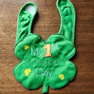 ADORABLE My First St. Patrick's Day BABY Bib Shamrock Four Leaf Clover